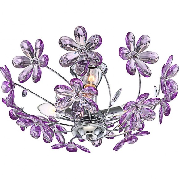 Globo 5142 mennyezetre szerelhető lámpa Purple 3x40W | E14 - króm, akril kristályok, lila