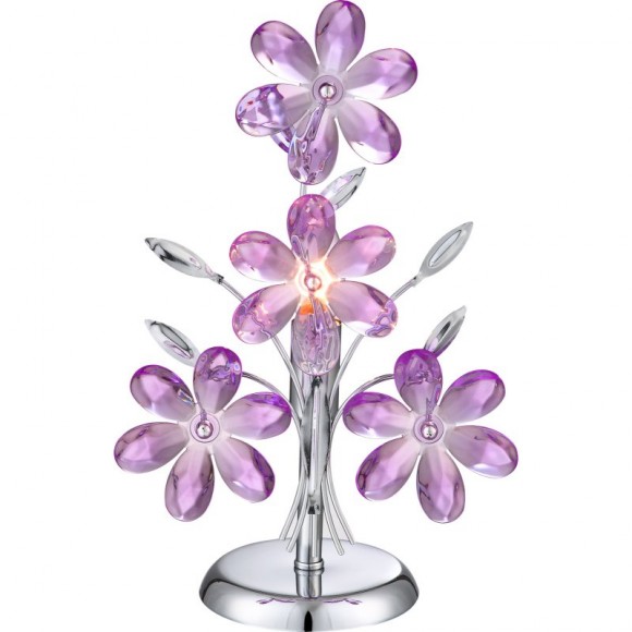 Globo 5146 asztali lámpa Purple 1x40W | E14 - króm, akril kristályok, lila