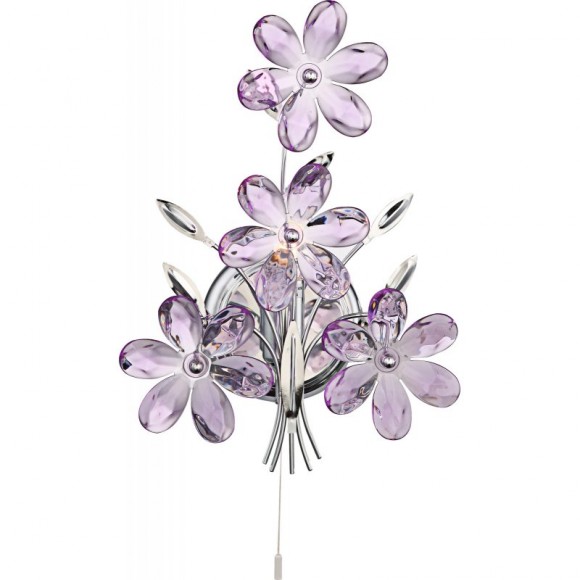 Globo 5147 fali lámpa Purple 1x40W | E14 - króm, akril kristályok, lila