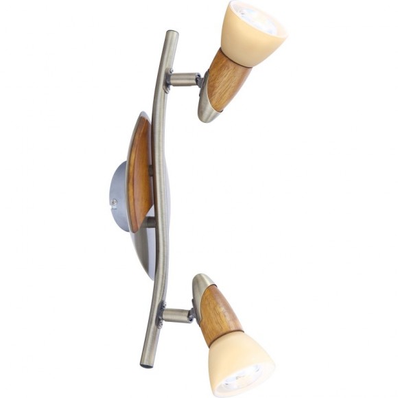 Globo 5443-2 mennyezetre szerelhető spotlámpa Lord III 2x40W | E14 | R50 - sárgaréz, fa, pezsgős üveg formájú