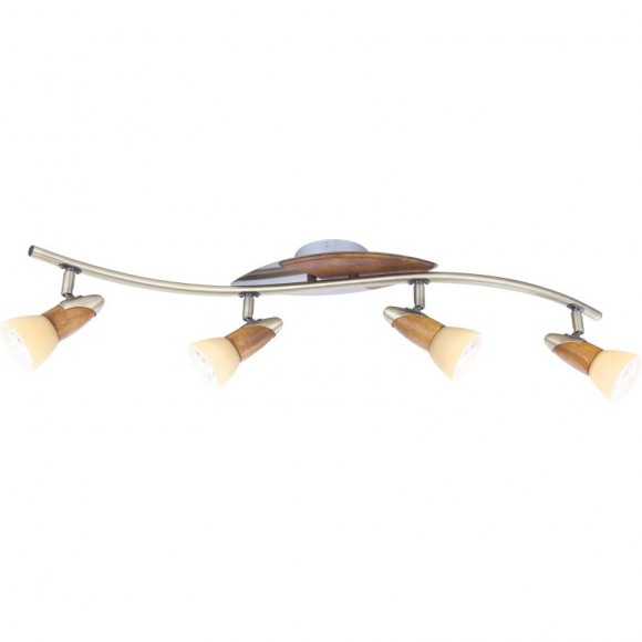 Globo 5443-4 mennyezetre szerelhető spotlámpa Lord III 4x40W | E14 | R50 - sárgaréz, fa, pezsgős üveg formájú