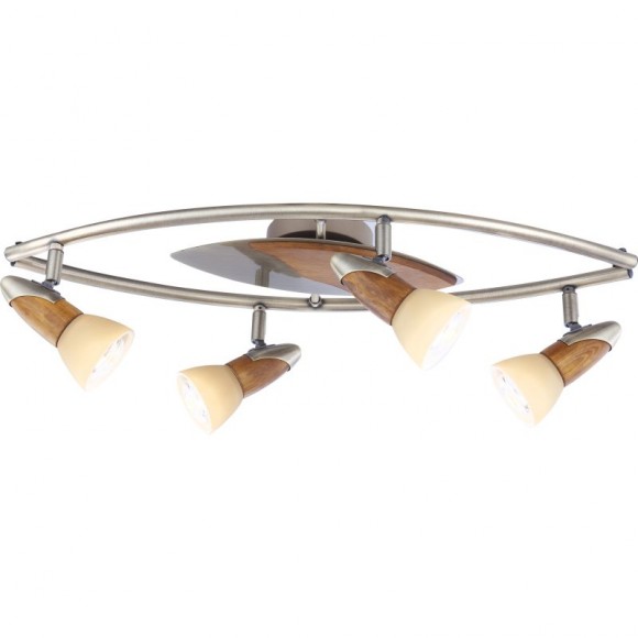 Globo 5443-4B mennyezetre szerelhető spotlámpa Lord III 4x40W | E14 | R50 - sárgaréz, fa, pezsgős üveg formájú