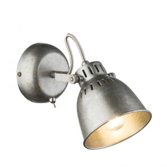 Globo 54651-1 fali lámpa Hernan 1x40W | E14 - kapcsoló a lámpán, ezüstszürke