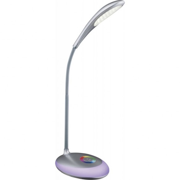 Globo 58265 LED asztali lámpa Minea 1x3W | 230 lm | 5000K | RGB - állítható magasságú, mozgatható kar, érintésszabályozó, színváltó, színrögzítés, ezüst