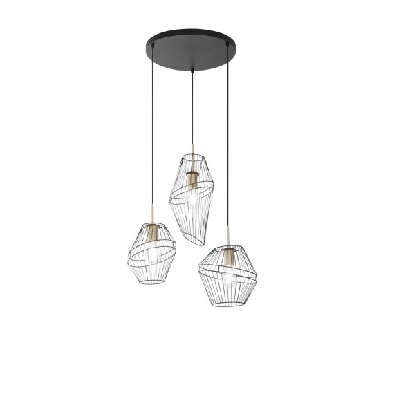 Luce Ambiente Design I-KIKO-S3 mennyezeti függőlámpa KIKO | 3×60W E27 | fekete | aranyszínű