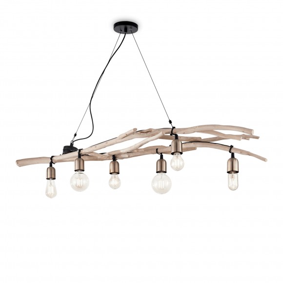 Ideal Lux 180922 mennyezeti függőlámpa Driftwood 6x60W|E27