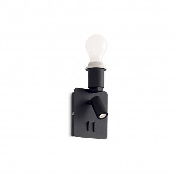 Ideális Lux 239545 fali lámpa Gea Map kapcsolóval árnyékoló nélkül 1x60W + 1x3W | 3000K - fekete