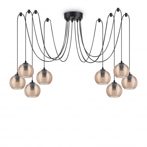 Ideal Lux 241173 mennyezeti függő csillár Riga 8x60W | E27 - barna füstüveg