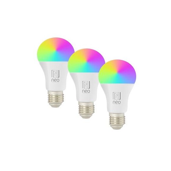 Immax 07733C LED intelligens izzó Smart 1x11W | E27 | 1055lm | 2700-6500K | RGB - 3 db-os készlet, szabályozható, WIFI, Tuya, fehér