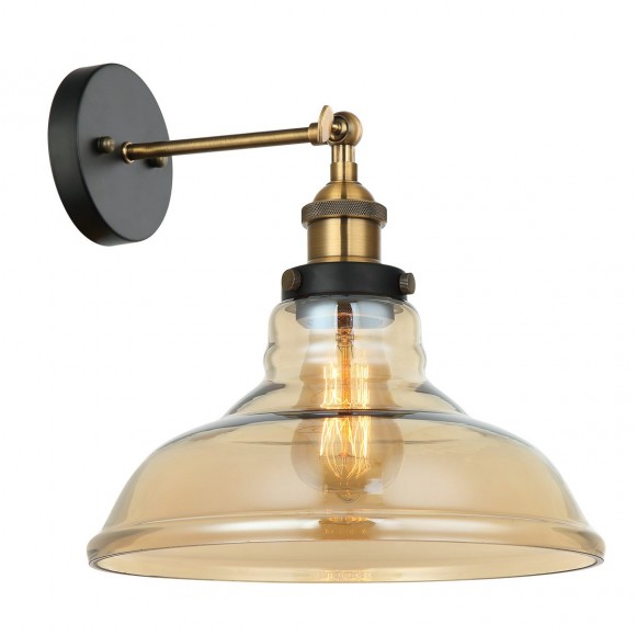 Italux MBM-2381/1 GD + AMB fali lámpa Hubert 1x40W | E27 - fekete, aranyszínű, borostyánszínű üveg
