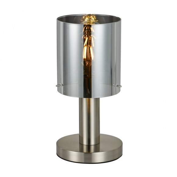 Italux TB-5581-1-SC + SG asztali lámpa 1x40W | E27 - szatén nikkel, füstüveg