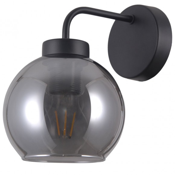 Italux WL-28028-1 fali lámpa Poggi 1x40W | E27 - matt fekete, füstüveg
