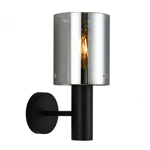 Italux WL-5581-1A-BK + SG fali lámpa Sardo 1x40W | E27 - fekete, füstüveg