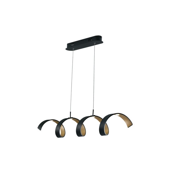 Luce Ambiente Design HELIX-S4 NER LED mennyezeti függőlámpa HELIX | 20W integrált LED forrás | a kábelen | fekete | aranyszínű