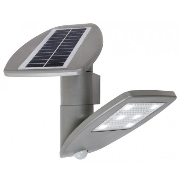 Lutec LT6901101000 LED napelemes fali lámpa Zeta mozgásérzékelővel l 1x2W | 200lm | 4000K | IP44 - állítható, szürke