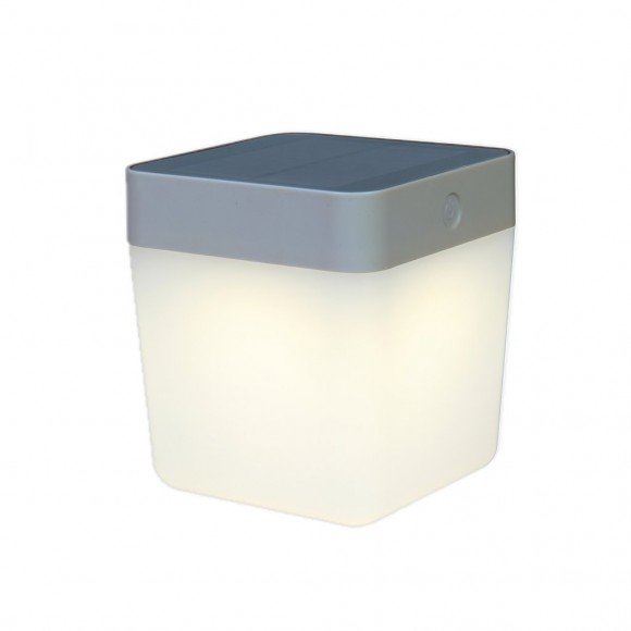 Lutec 6908001337 LED kültéri napelemes asztali lámpa Table Cube 1x1W | 3000K | IP44 - hordozható, szürke