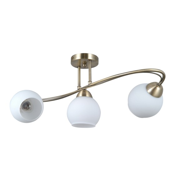 Italux PND-40692-3-AB mennyezetre szerelhető lámpa Bevio | 40W E27 | sárgaréz | opál