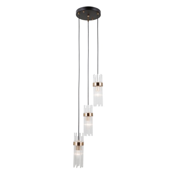 Italux PND-40760-3-BK-HBR mennyezeti függőlámpa Taraso E14