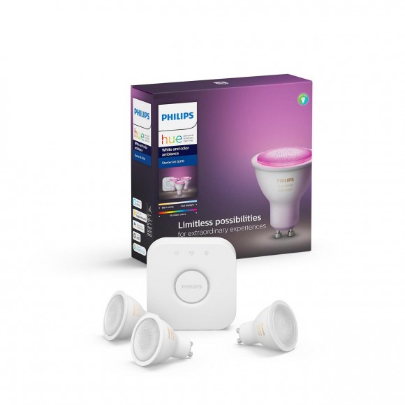 Philips Hue 8718699629274 Starter kit 3x LED izzó + Bridge 1x5,7W|GU10 - Bluetooth, White and Color Ambiance
