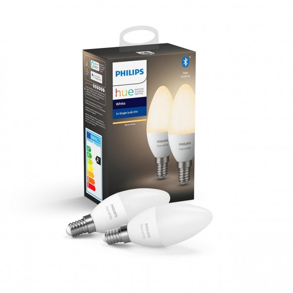 Philips Hue 8718699671273 2db-os LED izzókészlet 1x5,5W|E14 - Bluetooth, gyertya alakú, White
