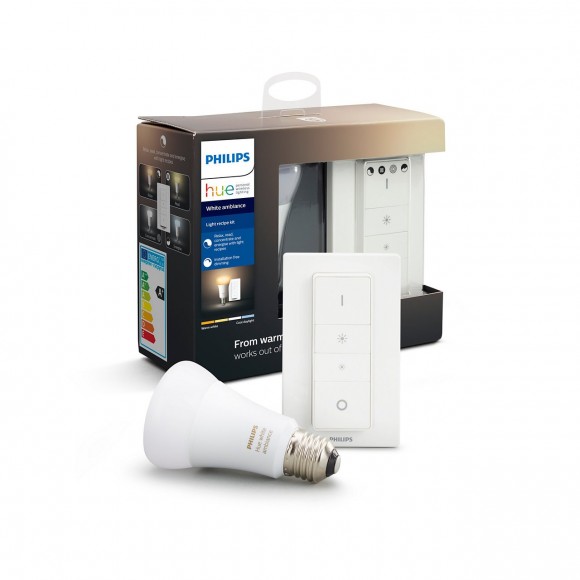 Philips Hue 8718699673208 Starter kit LED izzó + távirányító Dimmer Switch 1x9,5W|E27|2200-6500K - White Ambiance