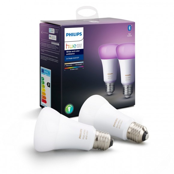Philips Hue 8718699673284 2x LED izzó 9,5W|E27 - Bluetooth, White and Color Ambiance
