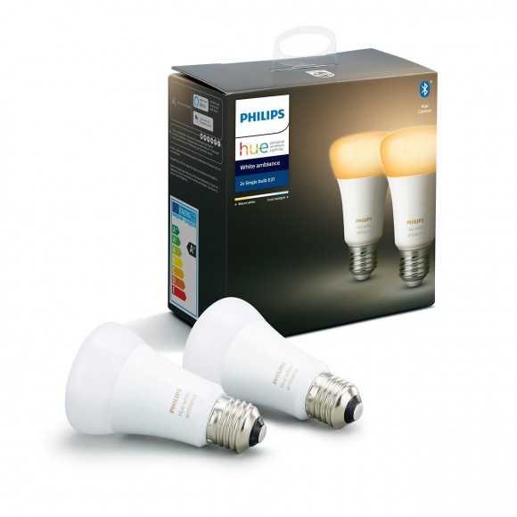 Philips Hue 8718699673369 2db-os LED izzókészlet 1x9,5W|E27|2200-6500K - Bluetooth, White Ambiance