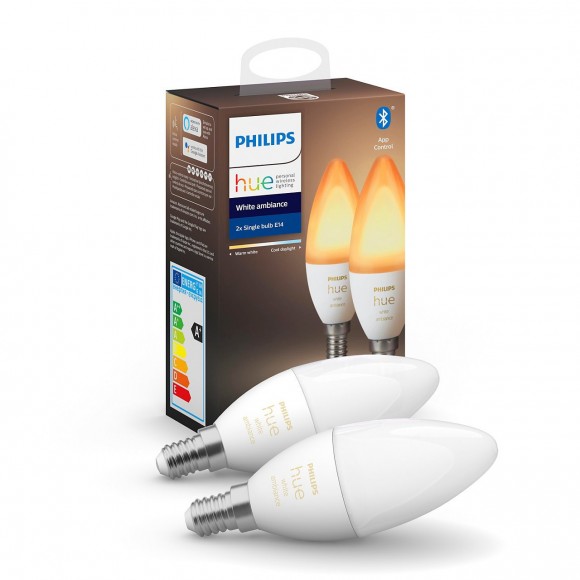 Philips Hue 8719514266902 2x LED izzó 1x5,2W | E14 | 470 lm | 2200 - 6500K - Bluetooth, White Ambiance