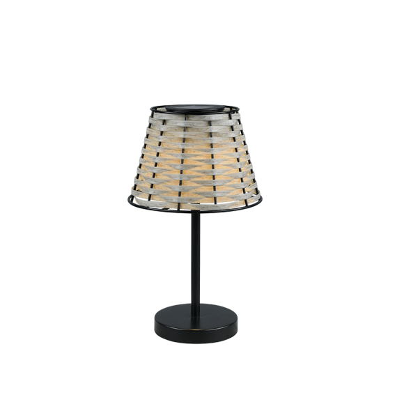 Trio R55356132 LED kültéri napelemes asztali lámpa Roca 1x0,12W | IP44 - szürkületérzékelő, fekete, natúr