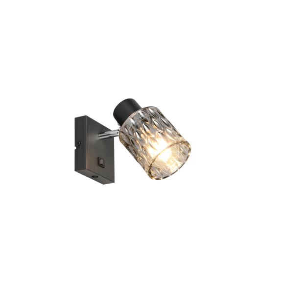 Trio TR86421732 fali spotlámpa JACK  | 10W E27 | kapcsolóval | fekete | füstös
