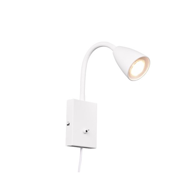 Trio 202670131 fali lámpa Wanda 1x10W | GU10 - rugalmas kar, kapcsoló a lámpatesten, fehér