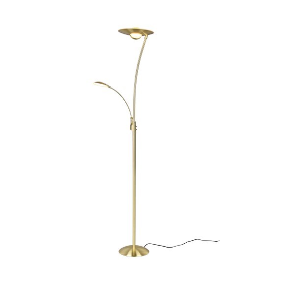 Trio 424310208 LED állólámpa Granby 1x29W+6,5W | 3400lm+650lm | 2700K+3200K+4000K - szabályozható, memóriafunkció, külön kapcsolók, sárgaréz