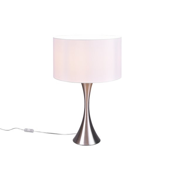 Trio 515700107 asztali lámpa Sabia 1x60W | E27 - kábeles kapcsoló, nikkel, fehér