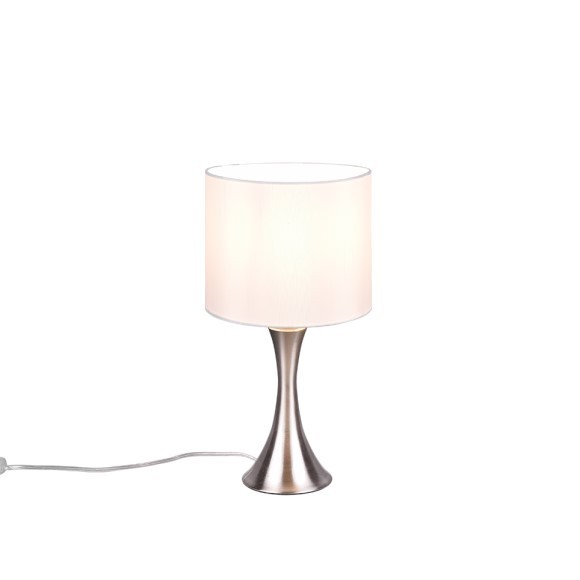 Trio 515790107 asztali lámpa Sabia 1x40W | E27 - kábeles kapcsoló, nikkel, fehér