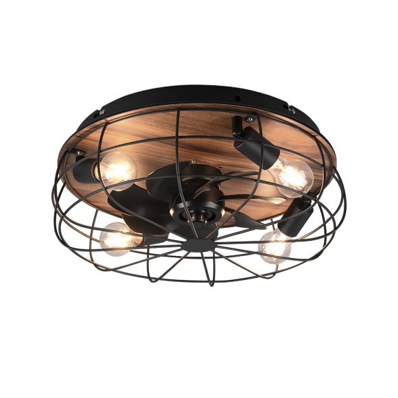 Trio R61105032 mennyezeti ventilátor világítással Trondheim 4x10W | E27 - távirányító, időzítő, 3 sebesség, fa, fekete