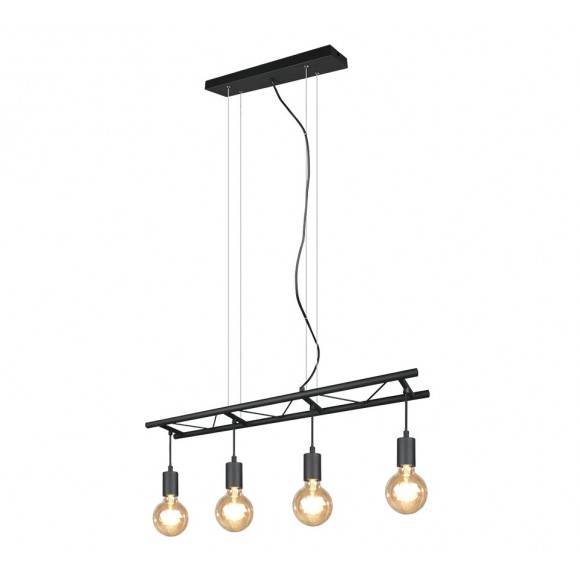 Trio R30644002 mennyezeti függőlámpa Ladder 4x10W | E27 - állítható magasság, fa, fekete