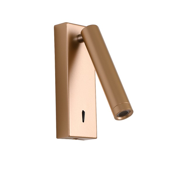 Italux 5906630853793 LED fali spotlámpa Cali | 2.5W integrált LED forrás | 3000K | kapcsolóval | aranyszínű