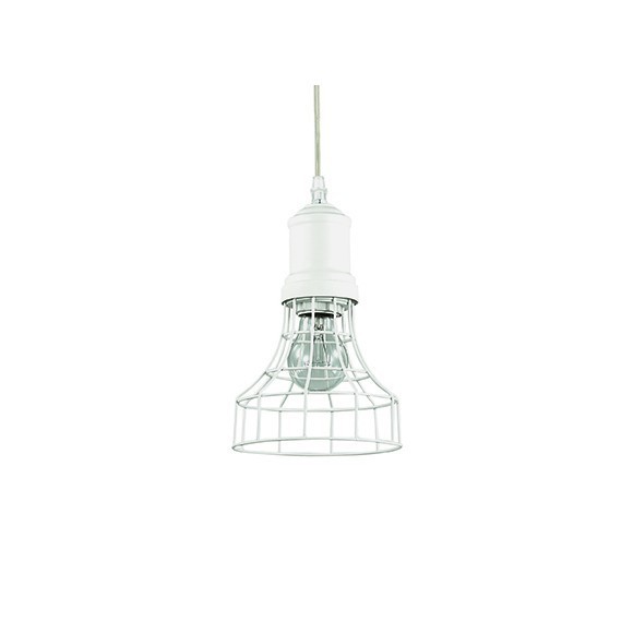 Ideal Lux 122632 mennyezeti függőlámpa Cage Plate 1x60W|E27 - fehér, drótos