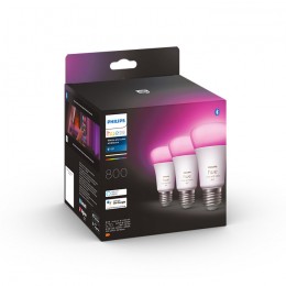 Philips Hue 8719514328389 LED izzók 3x6,5W | E27 | 800lm | 2000-6500K | RGB